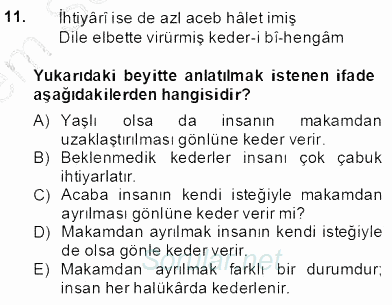 XVII. Yüzyıl Türk Edebiyatı 2013 - 2014 Dönem Sonu Sınavı 11.Soru