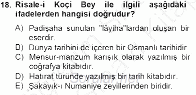 XVII. Yüzyıl Türk Edebiyatı 2013 - 2014 Dönem Sonu Sınavı 18.Soru