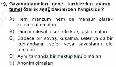 XVII. Yüzyıl Türk Edebiyatı 2013 - 2014 Dönem Sonu Sınavı 19.Soru