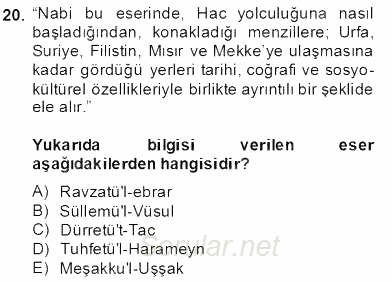 XVII. Yüzyıl Türk Edebiyatı 2013 - 2014 Dönem Sonu Sınavı 20.Soru