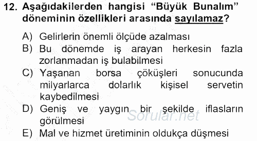 İktisada Giriş 2 2012 - 2013 Ara Sınavı 12.Soru