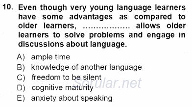 Dil Edinimi 2012 - 2013 Ara Sınavı 10.Soru