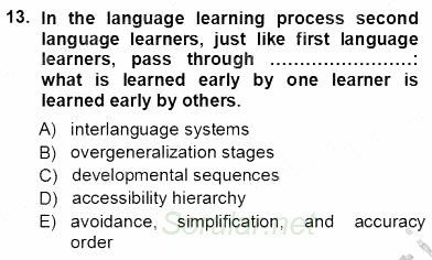 Dil Edinimi 2012 - 2013 Ara Sınavı 13.Soru