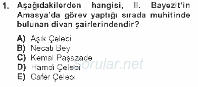 XVI. Yüzyıl Türk Edebiyatı 2012 - 2013 Tek Ders Sınavı 1.Soru