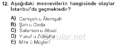 XVI. Yüzyıl Türk Edebiyatı 2012 - 2013 Tek Ders Sınavı 12.Soru