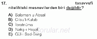 XVI. Yüzyıl Türk Edebiyatı 2012 - 2013 Tek Ders Sınavı 17.Soru