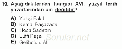 XVI. Yüzyıl Türk Edebiyatı 2012 - 2013 Tek Ders Sınavı 19.Soru