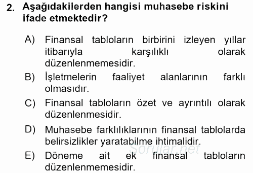 Finansal Tablolar Analizi 2015 - 2016 Ara Sınavı 2.Soru