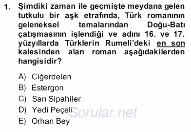 Çağdaş Türk Romanı 2013 - 2014 Ara Sınavı 1.Soru