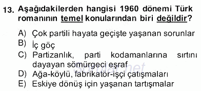 Çağdaş Türk Romanı 2013 - 2014 Ara Sınavı 13.Soru