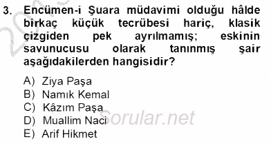 XIX. Yüzyıl Türk Edebiyatı 2013 - 2014 Dönem Sonu Sınavı 3.Soru