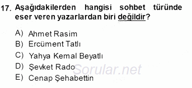 Cumhuriyet Dönemi Türk Nesri 2014 - 2015 Ara Sınavı 17.Soru