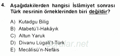 Cumhuriyet Dönemi Türk Nesri 2014 - 2015 Ara Sınavı 4.Soru