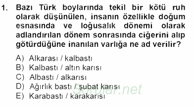 Türk Edebiyatının Mitolojik Kaynakları 2012 - 2013 Dönem Sonu Sınavı 1.Soru