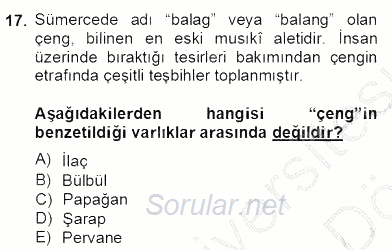 Türk Edebiyatının Mitolojik Kaynakları 2012 - 2013 Dönem Sonu Sınavı 17.Soru