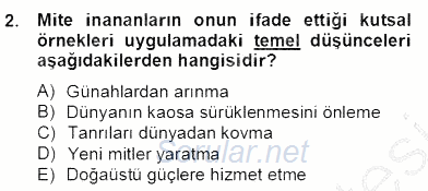 Türk Edebiyatının Mitolojik Kaynakları 2012 - 2013 Dönem Sonu Sınavı 2.Soru