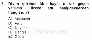 Türk Edebiyatının Mitolojik Kaynakları 2012 - 2013 Dönem Sonu Sınavı 7.Soru