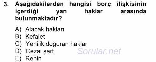 Medeni Hukuk 2 2012 - 2013 Ara Sınavı 3.Soru