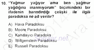 Çağdaş Felsefe 1 2014 - 2015 Ara Sınavı 10.Soru