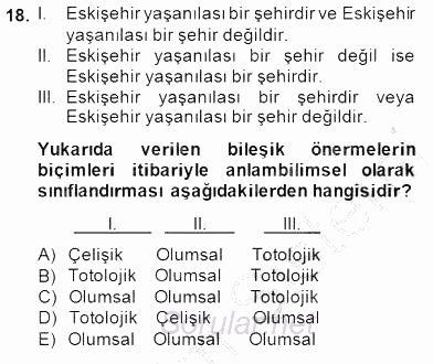 Çağdaş Felsefe 1 2014 - 2015 Ara Sınavı 18.Soru