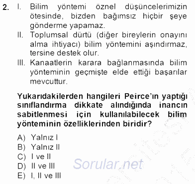Çağdaş Felsefe 1 2014 - 2015 Ara Sınavı 2.Soru
