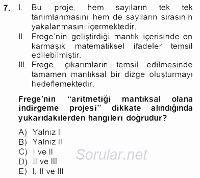 Çağdaş Felsefe 1 2014 - 2015 Ara Sınavı 7.Soru