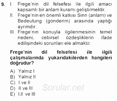 Çağdaş Felsefe 1 2014 - 2015 Ara Sınavı 9.Soru