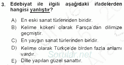 Batı Edebiyatında Akımlar 1 2015 - 2016 Ara Sınavı 3.Soru