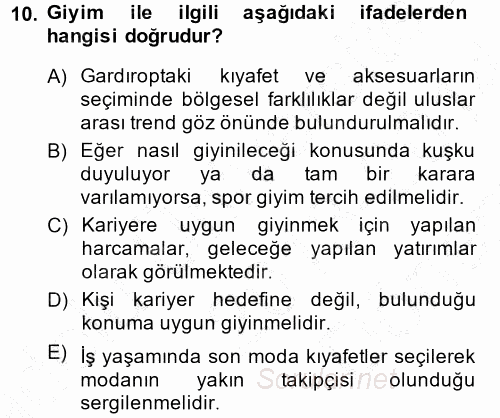 Yönetici Asistanlığı 2013 - 2014 Dönem Sonu Sınavı 10.Soru