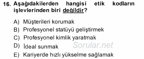 Yönetici Asistanlığı 2013 - 2014 Dönem Sonu Sınavı 16.Soru