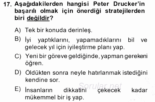 Yönetici Asistanlığı 2013 - 2014 Dönem Sonu Sınavı 17.Soru