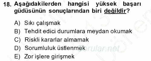 Yönetici Asistanlığı 2013 - 2014 Dönem Sonu Sınavı 18.Soru