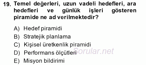 Yönetici Asistanlığı 2013 - 2014 Dönem Sonu Sınavı 19.Soru