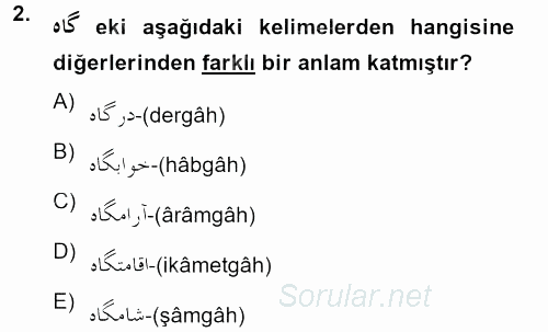 Osmanlı Türkçesine Giriş 2 2012 - 2013 Ara Sınavı 2.Soru