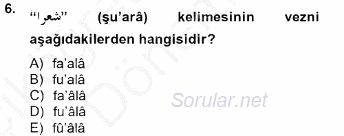 Osmanlı Türkçesine Giriş 2 2012 - 2013 Ara Sınavı 6.Soru