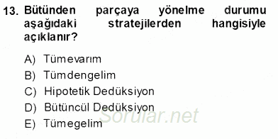 Turistik Alanlarda Mekan Tasarımı 2013 - 2014 Ara Sınavı 13.Soru