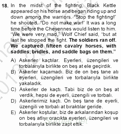 Çeviri (İng/Türk) 2013 - 2014 Dönem Sonu Sınavı 18.Soru