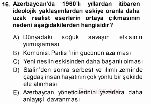 Çağdaş Türk Edebiyatları 1 2013 - 2014 Ara Sınavı 16.Soru