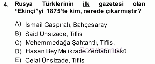 Çağdaş Türk Edebiyatları 1 2013 - 2014 Ara Sınavı 4.Soru