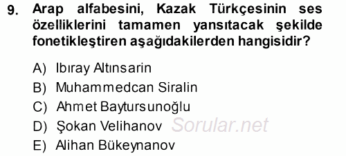 Çağdaş Türk Edebiyatları 1 2013 - 2014 Ara Sınavı 9.Soru