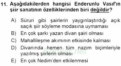 XIX. Yüzyıl Türk Edebiyatı 2015 - 2016 Ara Sınavı 11.Soru