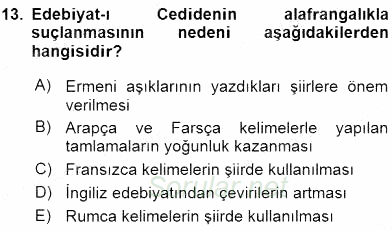 XIX. Yüzyıl Türk Edebiyatı 2015 - 2016 Ara Sınavı 13.Soru