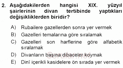 XIX. Yüzyıl Türk Edebiyatı 2015 - 2016 Ara Sınavı 2.Soru