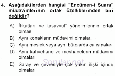XIX. Yüzyıl Türk Edebiyatı 2015 - 2016 Ara Sınavı 4.Soru