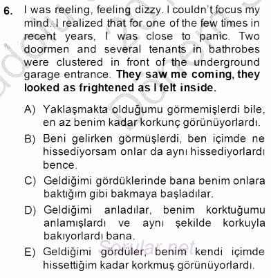 Çeviri (İng/Türk) 2014 - 2015 Dönem Sonu Sınavı 6.Soru