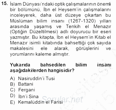 Bilim Tarihi 2014 - 2015 Ara Sınavı 15.Soru