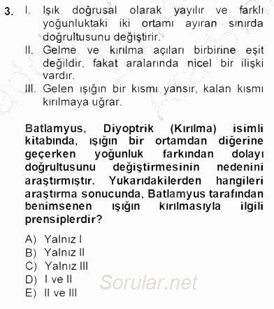 Bilim Tarihi 2014 - 2015 Ara Sınavı 3.Soru