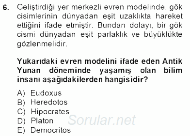 Bilim Tarihi 2014 - 2015 Ara Sınavı 6.Soru