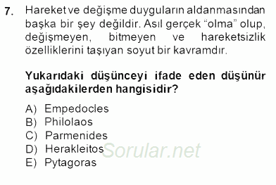 Bilim Tarihi 2014 - 2015 Ara Sınavı 7.Soru
