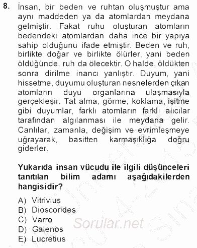 Bilim Tarihi 2014 - 2015 Ara Sınavı 8.Soru